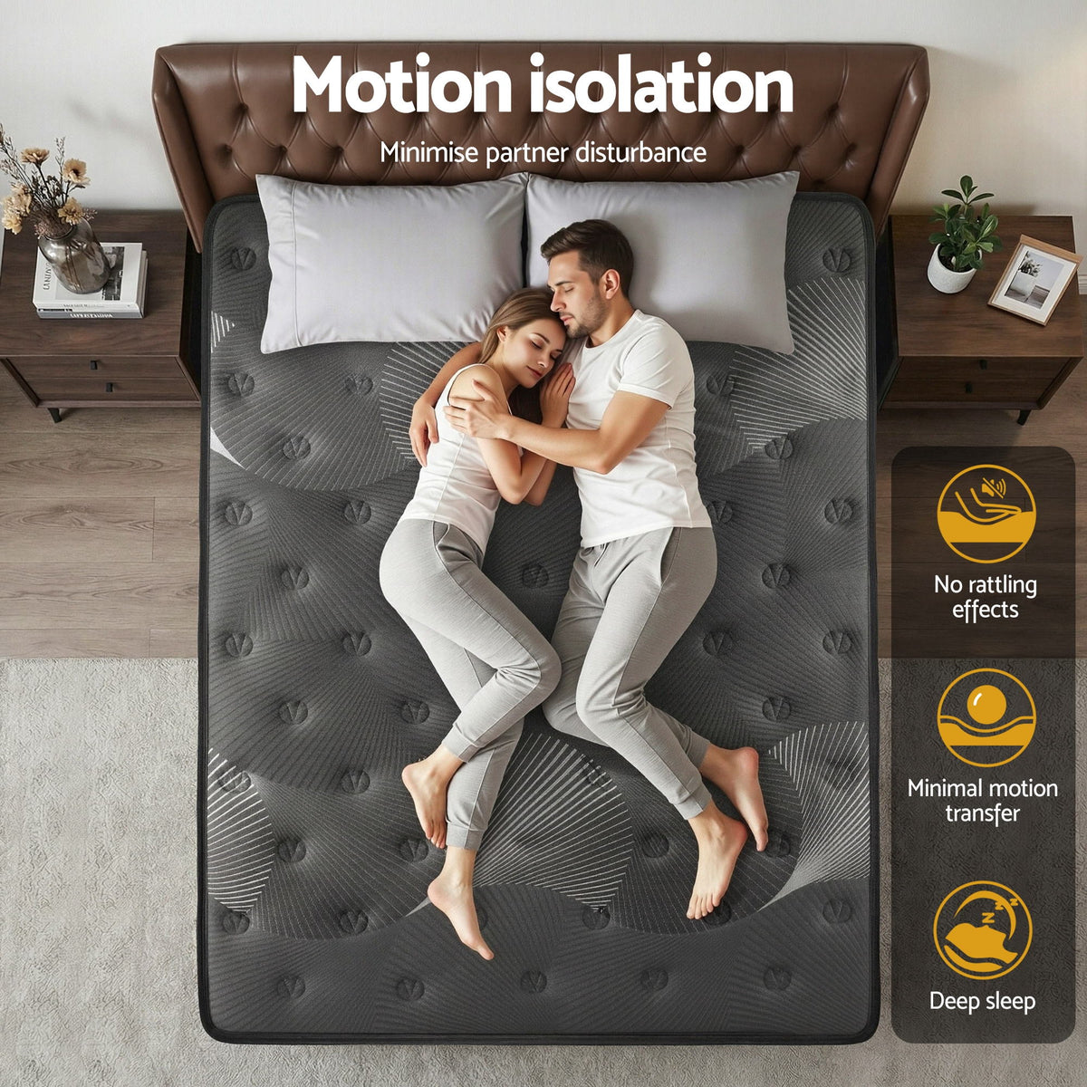 Giselle Bedding Queen Mattress 35cm Euro Top with Graphene Cooling Comfort Medium Firm