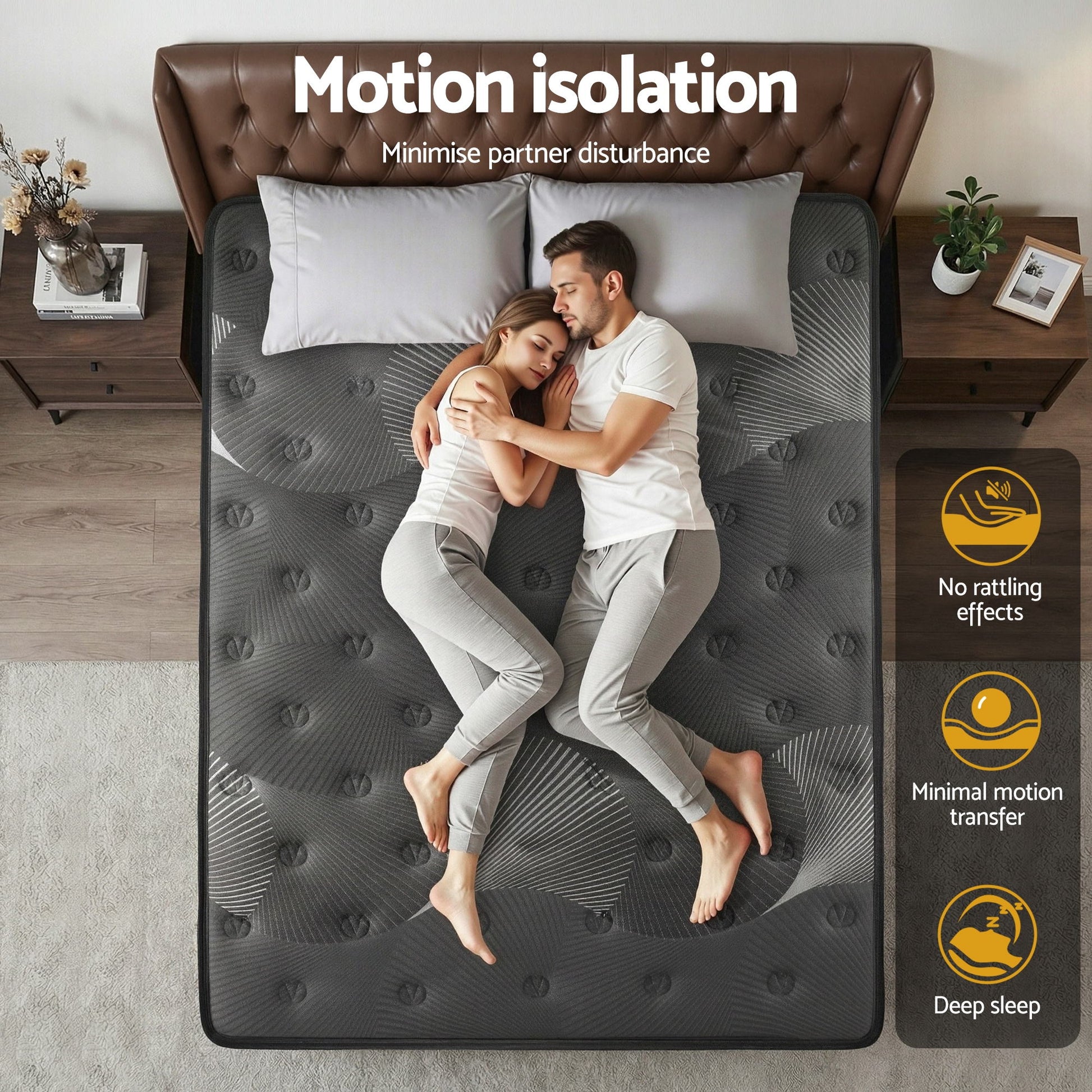 Giselle Bedding Queen Mattress 35cm Euro Top with Graphene Cooling Comfort Medium Firm