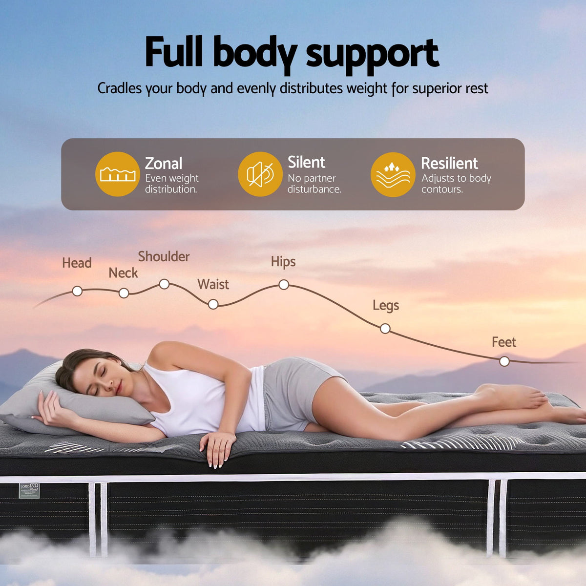 Giselle Bedding Queen Mattress 35cm Euro Top with Graphene Cooling Comfort Medium Firm