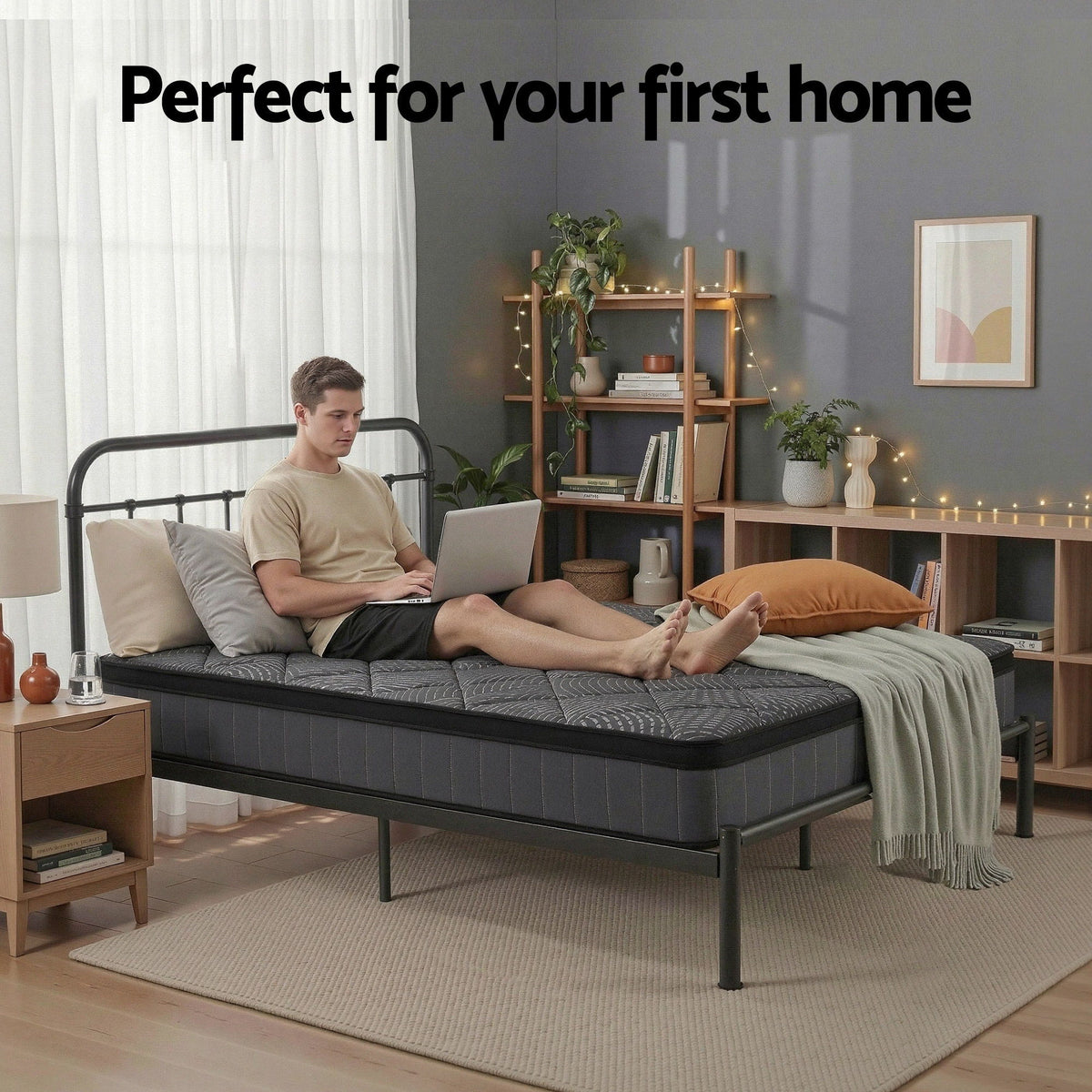 Giselle Bedding Single Mattress 25cm Pocket Spring Latex Euro Top Medium Firm Bed