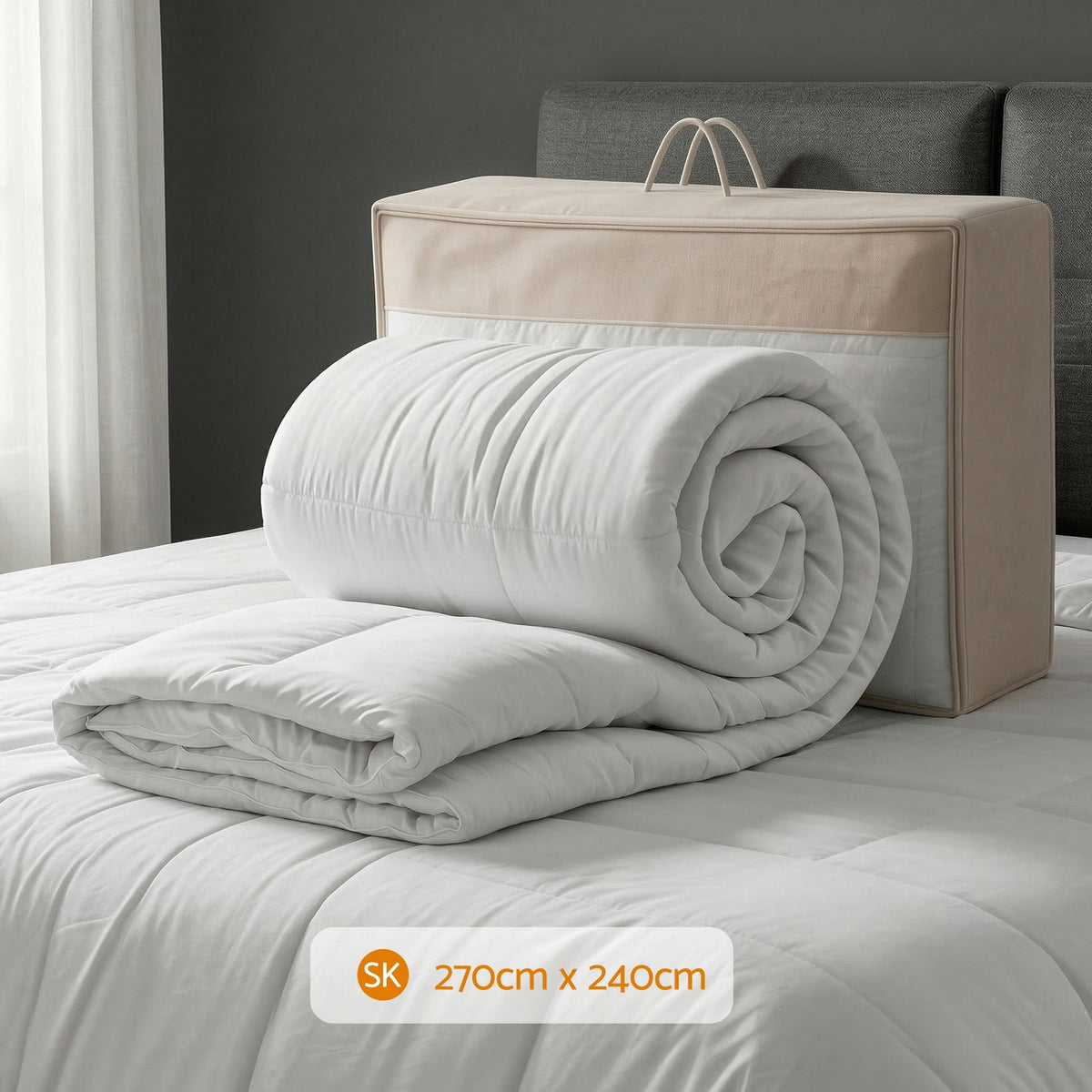Giselle Bedding Wool Quilt 500GSM Thick Super King Winter Doona Baffle Box Construction 100% Wool Filling