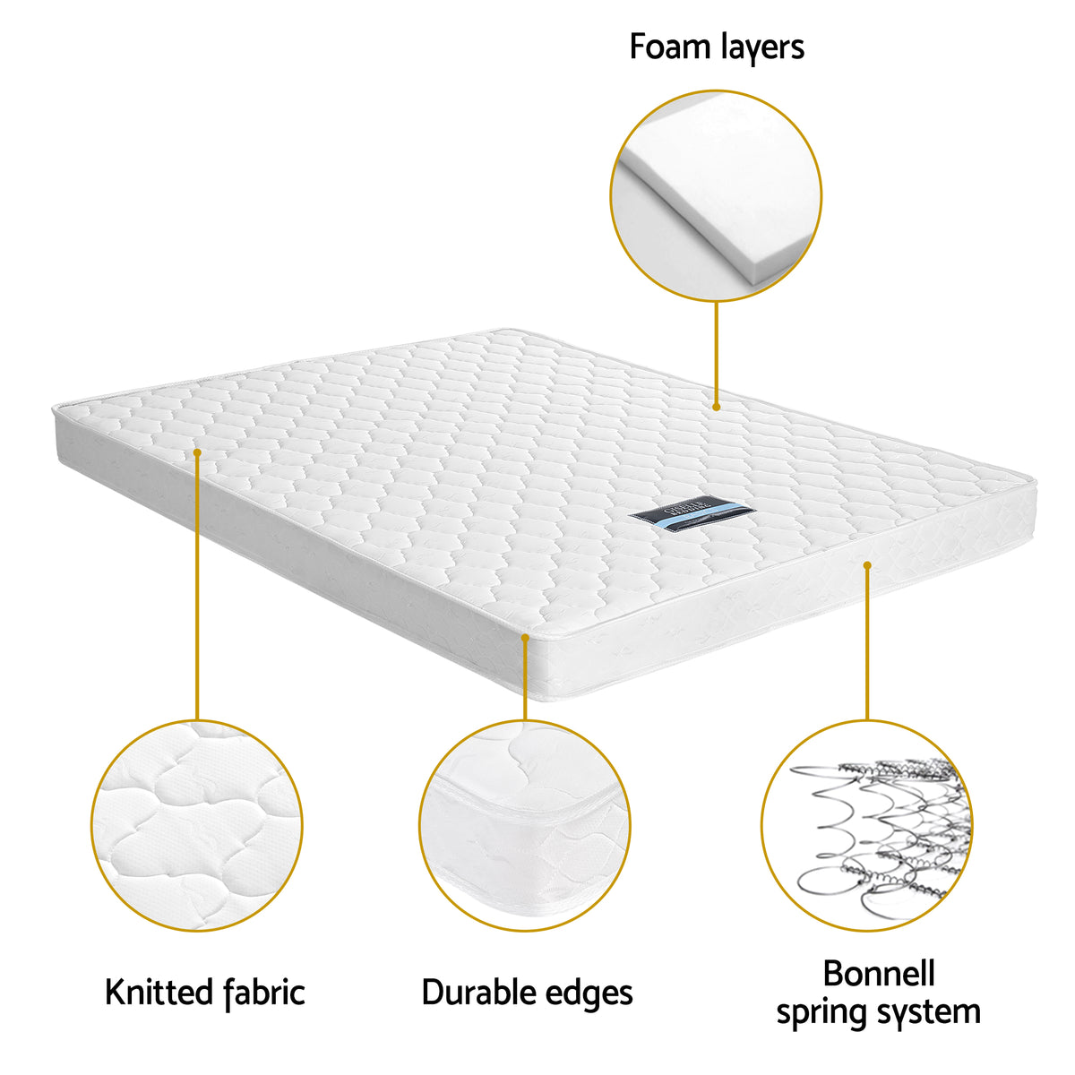 Giselle Double Mattress with Artiss Wooden Bed Frame Natural Pine Timber Base