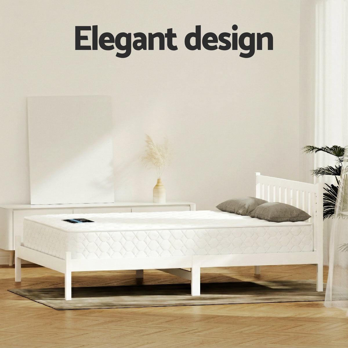 Giselle Double Mattress with Artiss Wooden Bed Frame Natural Pine Timber Base