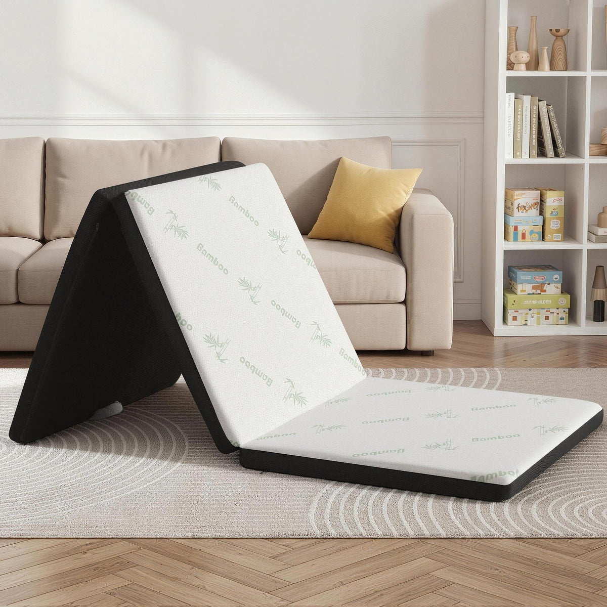 Giselle Folding Mattress 5cm Single Foldable Foam Bamboo Portable Camping Guest Bed Mat