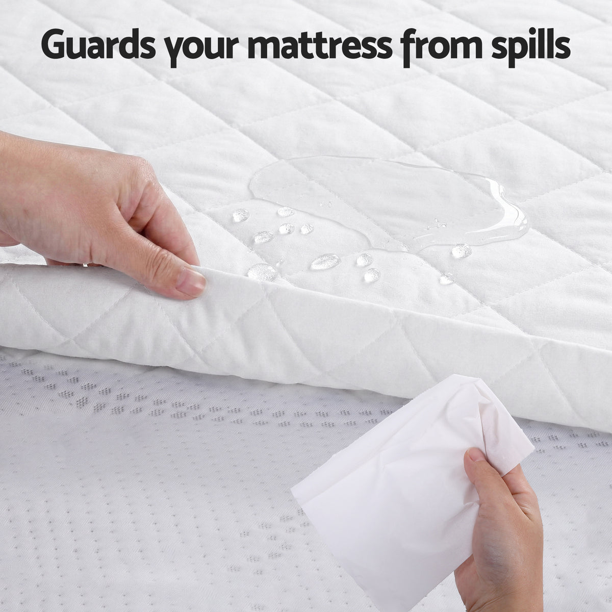 Giselle Waterproof Mattress Protector 100% Cotton Quilted Fitted Cover Double