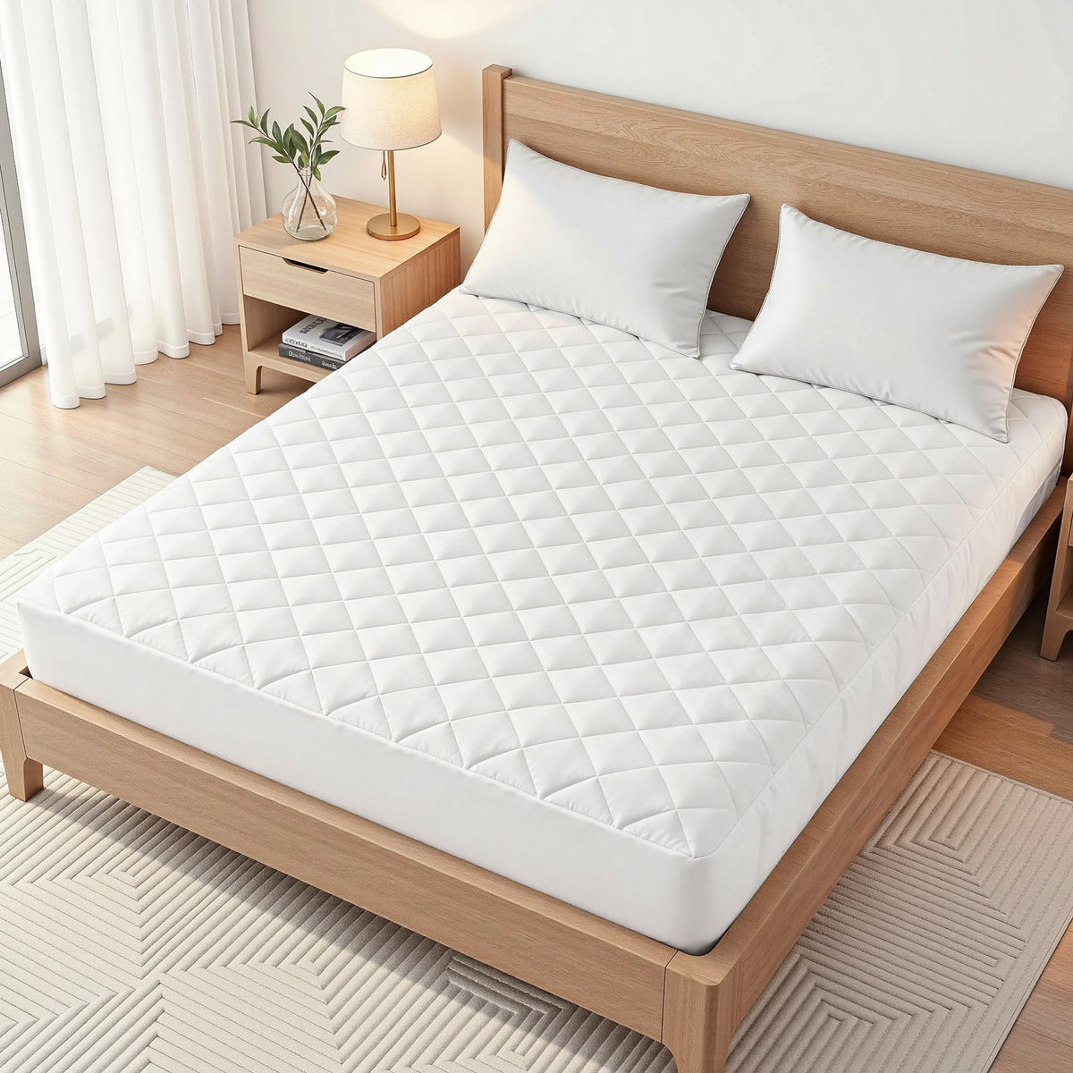 Giselle Waterproof Mattress Protector 100% Cotton Quilted Fitted Cover King