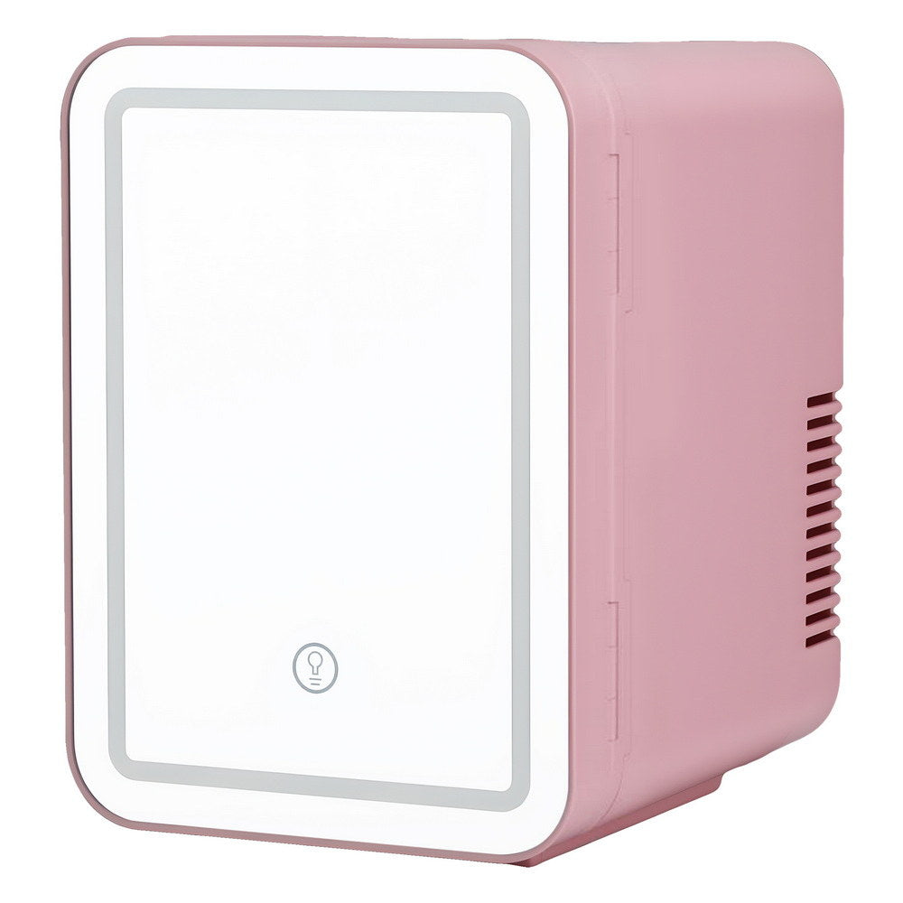 Glacio Mini Fridge Skincare Beauty Cooler Warmer LED Mirror 12V 220V Pink 4L