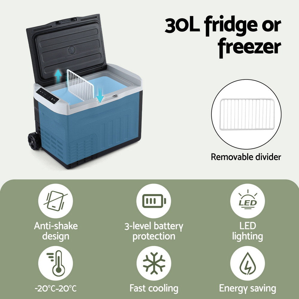 Glacio Portable Fridge 30L Bar Fridges Camping Freezer 12V/24V/240V