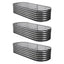 Green Fingers 3 Pcs Raised Garden Bed Kit Oval Galvanized Steel Planter Boxes 160x80x42cm, Heavy Duty Metal Elevated Garden Bed for Vegetables Flowers Herbs, with Safety Edging, Gloves & Pegs Included