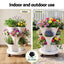 Green Fingers 3 Tier Stackable Vertical Planter Tower Strawberry Pot Wheels White