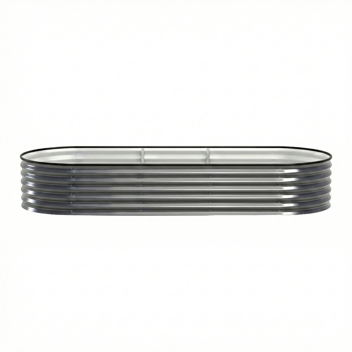 Green Fingers 4 Pcs Raised Garden Bed Kit Oval Galvanized Steel Planter Boxes 240x80x42cm, Heavy Duty Metal Elevated Garden Bed for Vegetables Flowers Herbs, with Safety Edging, Gloves & Pegs Included