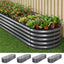 Green Fingers 4 Pcs Raised Garden Bed Kit Oval Galvanized Steel Planter Boxes 240x80x42cm, Heavy Duty Metal Elevated Garden Bed for Vegetables Flowers Herbs, with Safety Edging, Gloves & Pegs Included