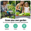 Green Fingers 4 Pcs Raised Garden Bed Kit Oval Galvanized Steel Planter Boxes 320x80x42cm, Heavy Duty Metal Elevated Garden Bed for Vegetables Flowers Herbs, with Safety Edging, Gloves & Pegs Included