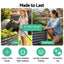 Green Fingers 4 Pcs Raised Garden Bed Kit Oval Galvanized Steel Planter Boxes 320x80x56cm, Heavy Duty Metal Elevated Garden Bed for Vegetables Flowers Herbs, with Safety Edging, Gloves & Pegs Included