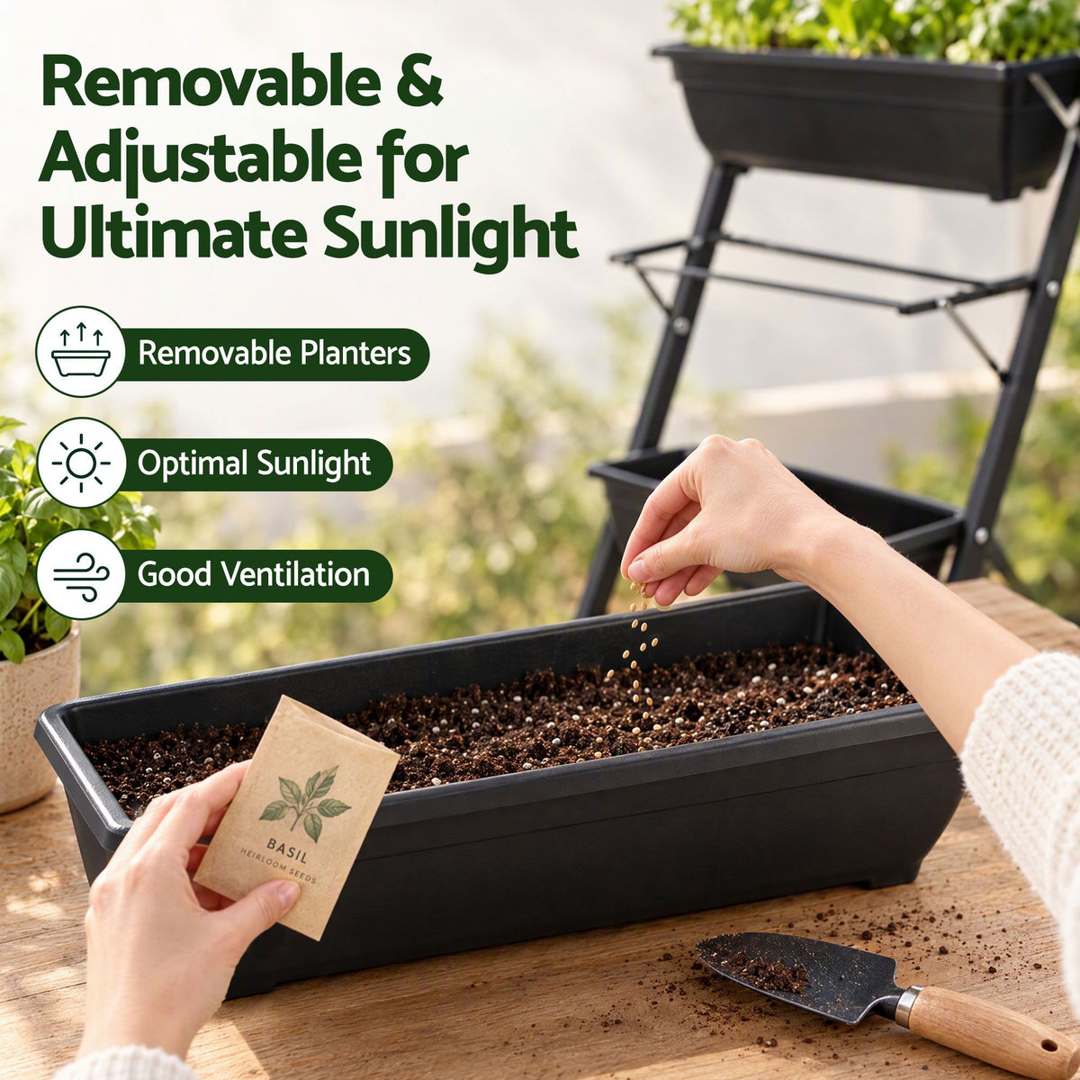 Green Fingers 5 Tier Vertical Raised Garden Bed Mobile Planter Box with Locking Wheels