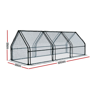 Green Fingers Greenhouse 2.7x0.9x0.9M Mini Green House Raised Garden Bed Planter Box