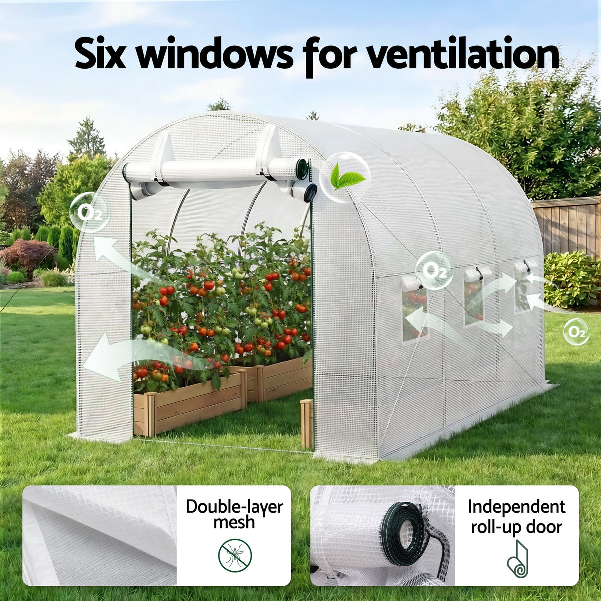 Green Fingers Greenhouse 3x2x2M Walk in Green House White