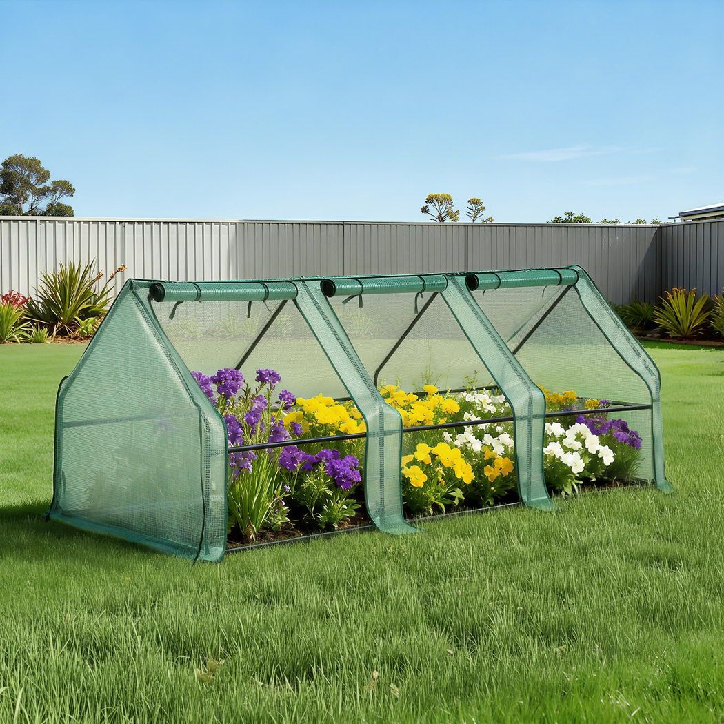 Green Fingers Mini Greenhouse 240x90x90cm Steel Frame PE Cover Outdoor Shelter