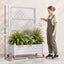 Green Fingers Mobile Planter Box with Trellis, Self Watering Garden Bed & Privacy Screen for Climbing Plants Flowers, White