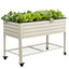 Green Fingers Mobile Raised Garden Bed With Wheels Storage Shelf 81cm Height for Vegetables Herb White