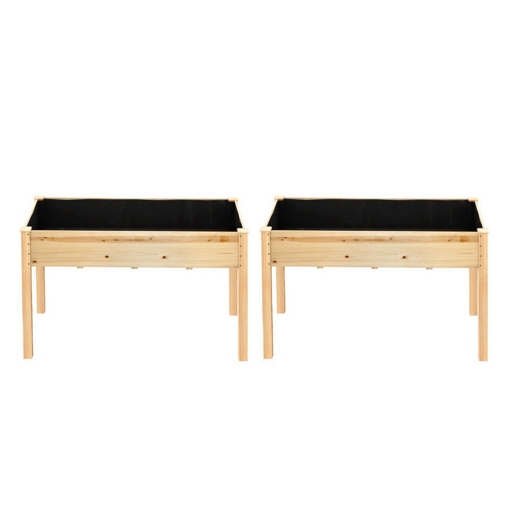 Green Fingers Raised Garden Bed 2x Elevated 120x60x80cm Wooden Planter Box Container