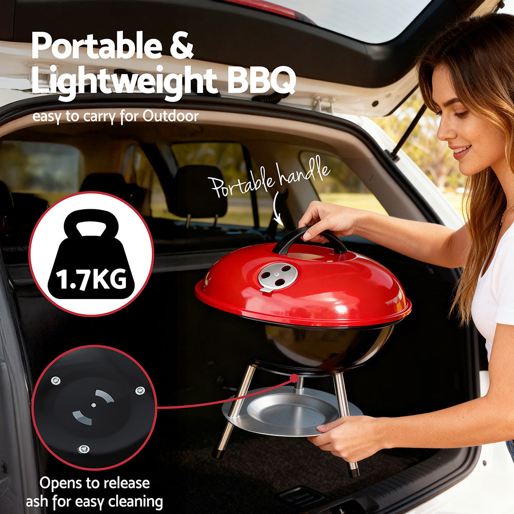 Grillz Charcoal BBQ Grill Portable with Lid for Camping Outdoor