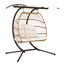 Gardeon Outdoor Egg Swing Chair Wicker Furniture Pod Stand Canopy 2 Seater Latte