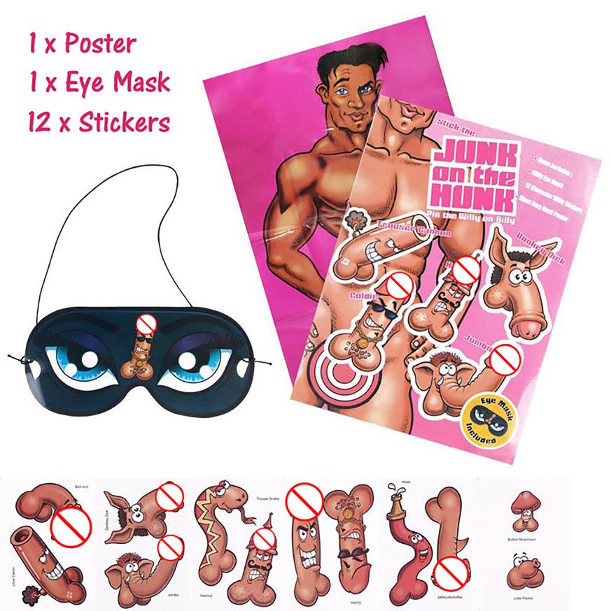 Hens Party Game "Stick The Junk On The Hunk" Fun Hilarious Hen Pin Bride To Be