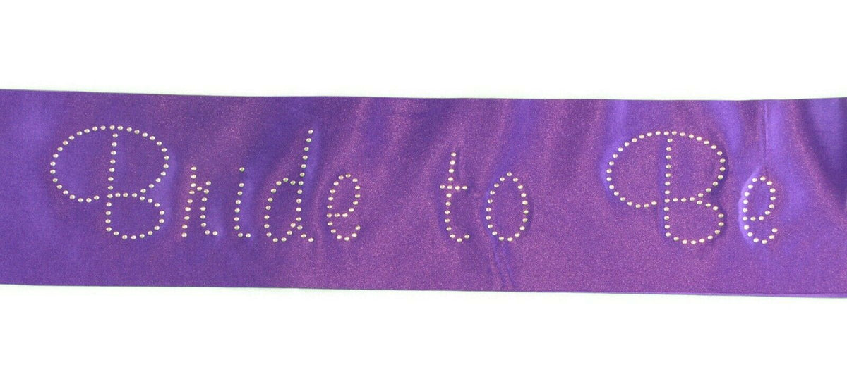 Hens Sash Diamante Diamond Crystal Sashes Bridal Party Black Pink Purple Blue