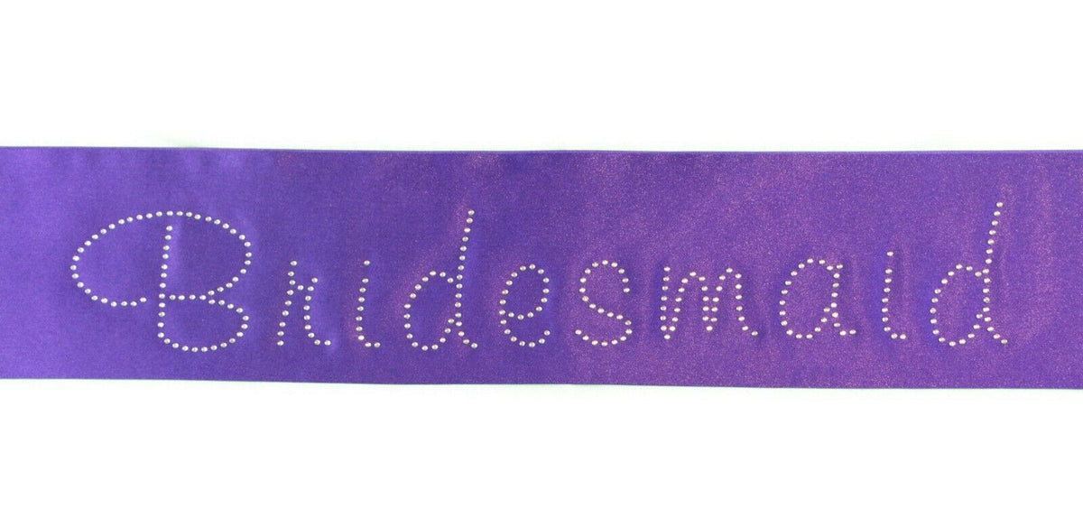 Hens Sash Diamante Diamond Crystal Sashes Bridal Party Black Pink Purple Blue
