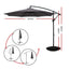 Instahut 3m Outdoor Umbrella Cantilever Beach Garden Patio Charcoal