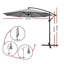 Instahut 3m Outdoor Umbrella Cantilever Beach Garden Patio Grey