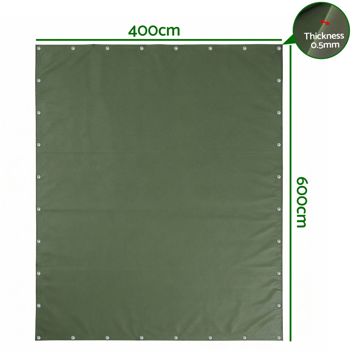 Instahut 4x6m Tarp Tarpaulin 600GSM Camping Canvas Heavy Duty Water Resistant