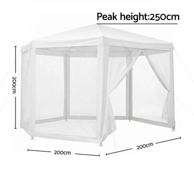 Instahut Gazebo 2x2m Marquee Wedding Party Tent Outdoor Camping Mesh Wall Canopy Shade Gazebos White