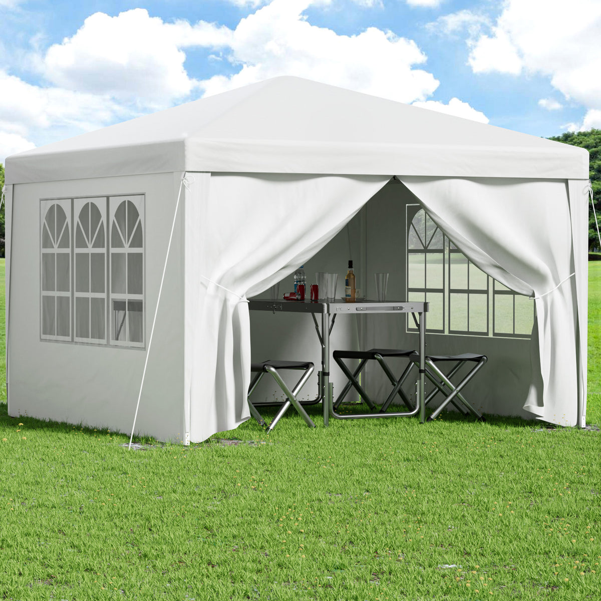 Instahut Gazebo 3x3 Pop Up Marquee Folding Tent Wedding Gazebos Camping Outdoor Canopy White