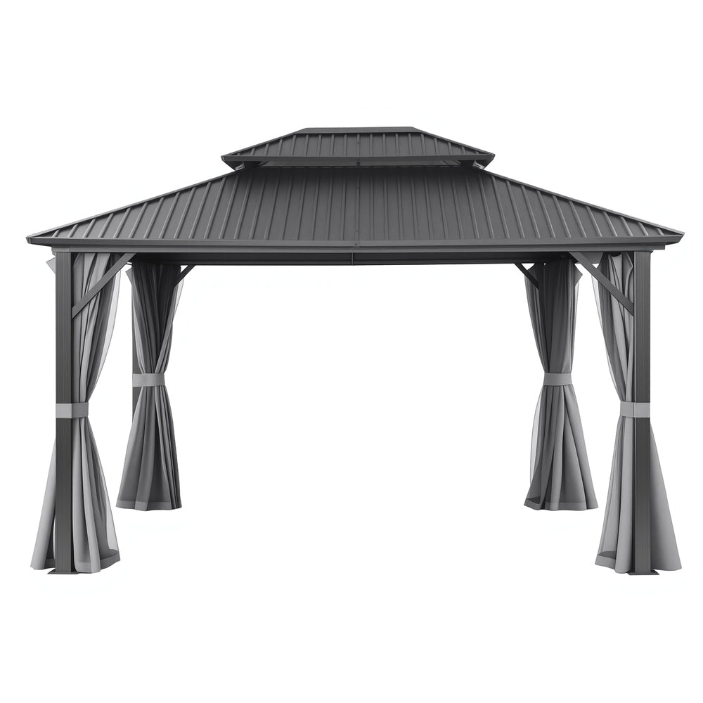 Instahut Gazebo 3x3.65m Canopy Outdoor Steel Frame Patio Tent Curtains Marquee Grey