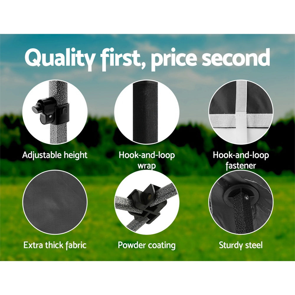 Instahut Gazebo Pop Up Marquee 3x4.5 Folding Tent Wedding Gazebos 500D Black