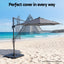 Instahut Outdoor Umbrella 3m Solar LED Offset Cantilever Patio Parasol Charcoal
