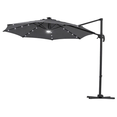 Instahut Outdoor Umbrella 3m Solar LED Offset Cantilever Patio Parasol Charcoal