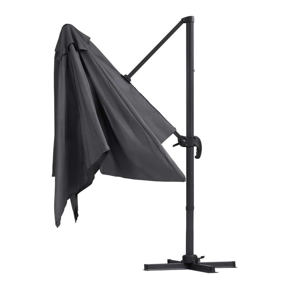 Instahut Outdoor Umbrella 3m Umbrellas Cantilever Stand Sun Roma 360 Degree Charcoal