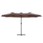 Instahut Outdoor Umbrella 4.57m Solar 48 LED Double-Sided Patio Parasol Brown