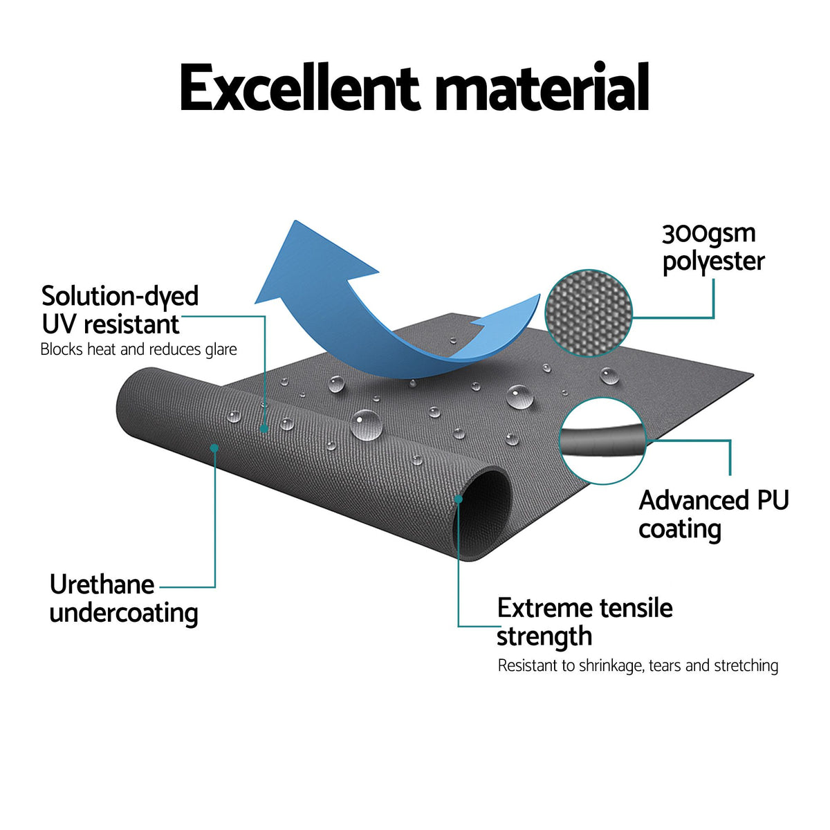 Instahut Retractable Folding Arm Awning Manual Sunshade 3.5M X 3M Grey