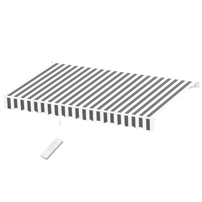 Instahut Retractable Folding Arm Awning Motorised Sunshade 4.5Mx3M Grey White