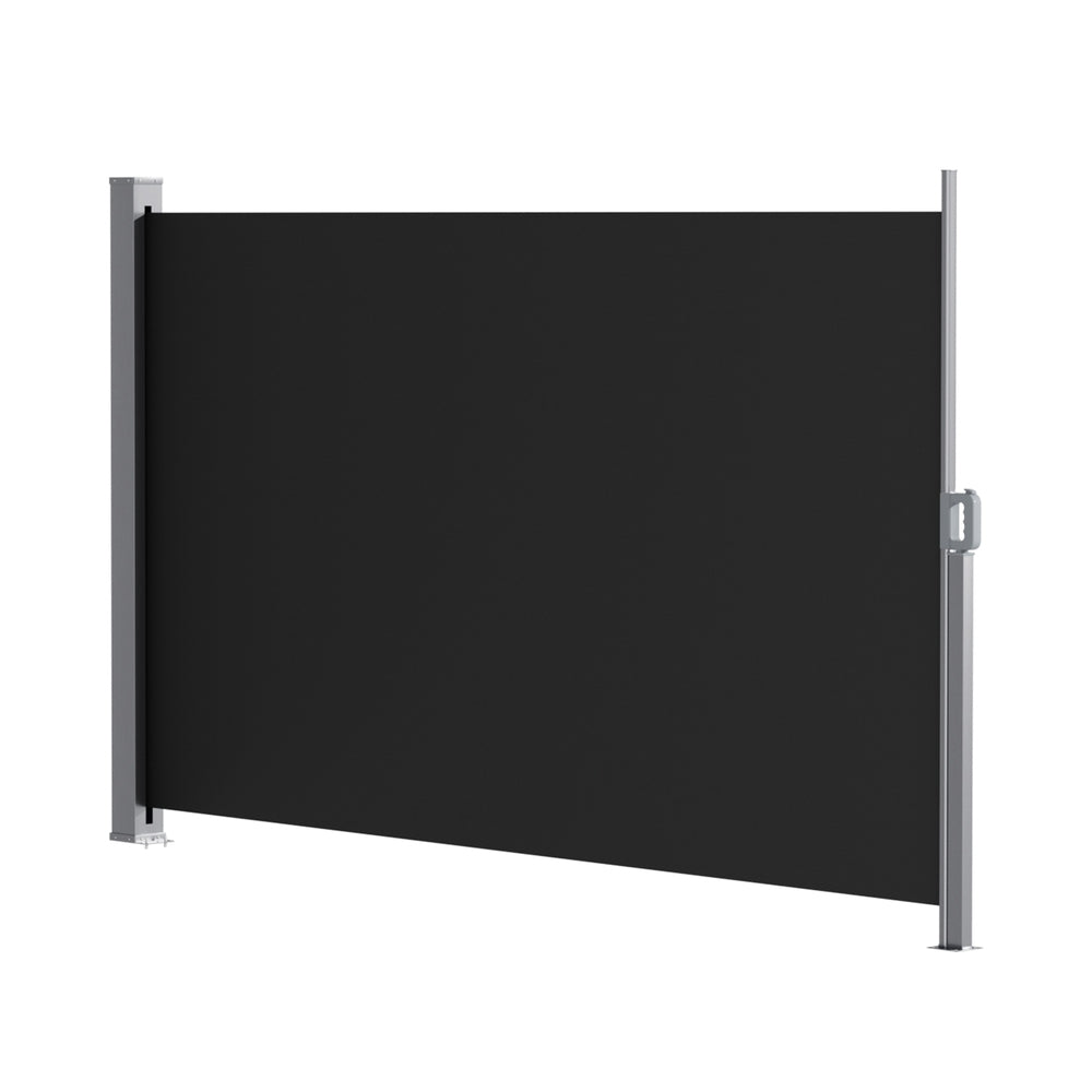 Instahut Side Awning Sun Shade Outdoor Retractable Privacy Screen 1.8X3M Black