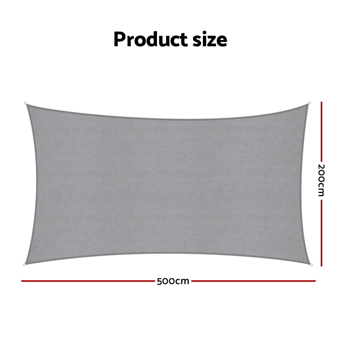 Instahut Sun Shade Sail Cloth 98% UV Block Outdoor Canopy Rectangle 2X5M Grey