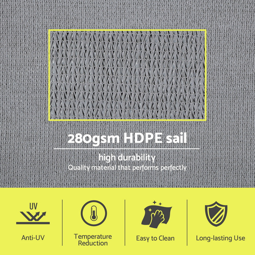 Instahut Sun Shade Sail Shadecloth Canopy Rectangle 280gsm 4x7m