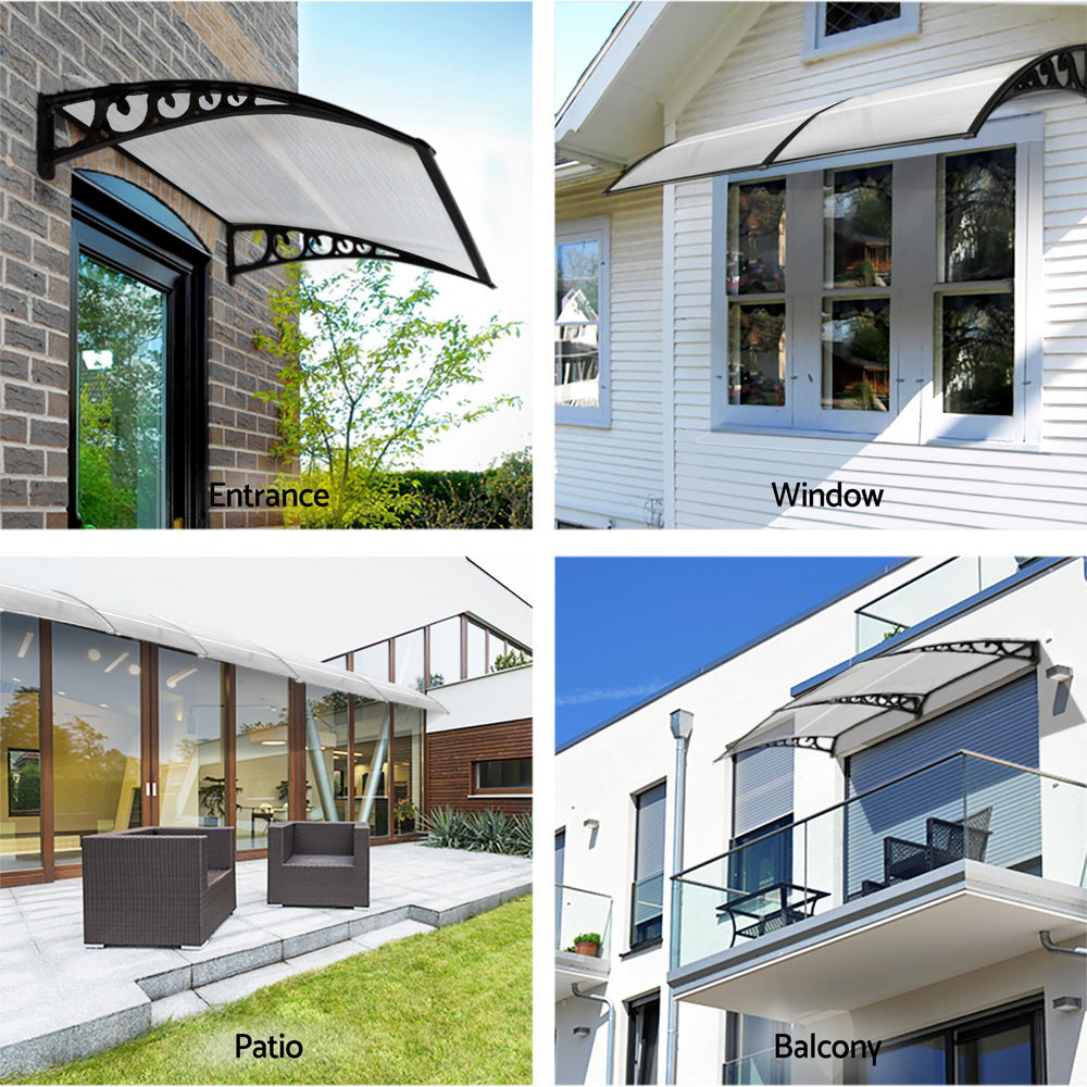 Instahut Window Door Awning 0.8mx1m Transparent