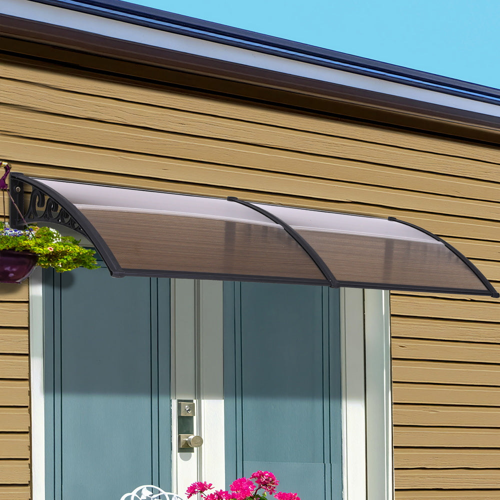 Instahut Window Door Awning 0.8mx2m Brown
