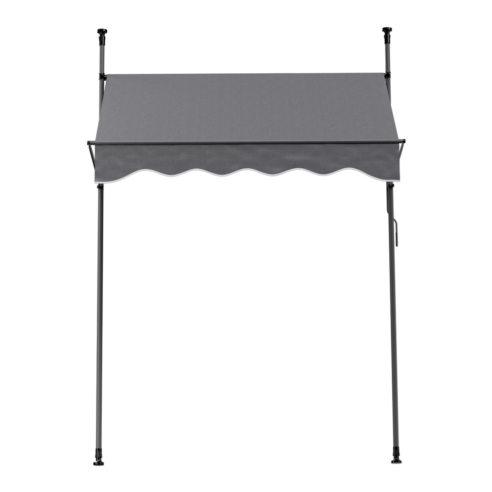 Instahut Window Fixed Pivot Arm Awning Outdoor Door Canopy 2X1.8M Grey