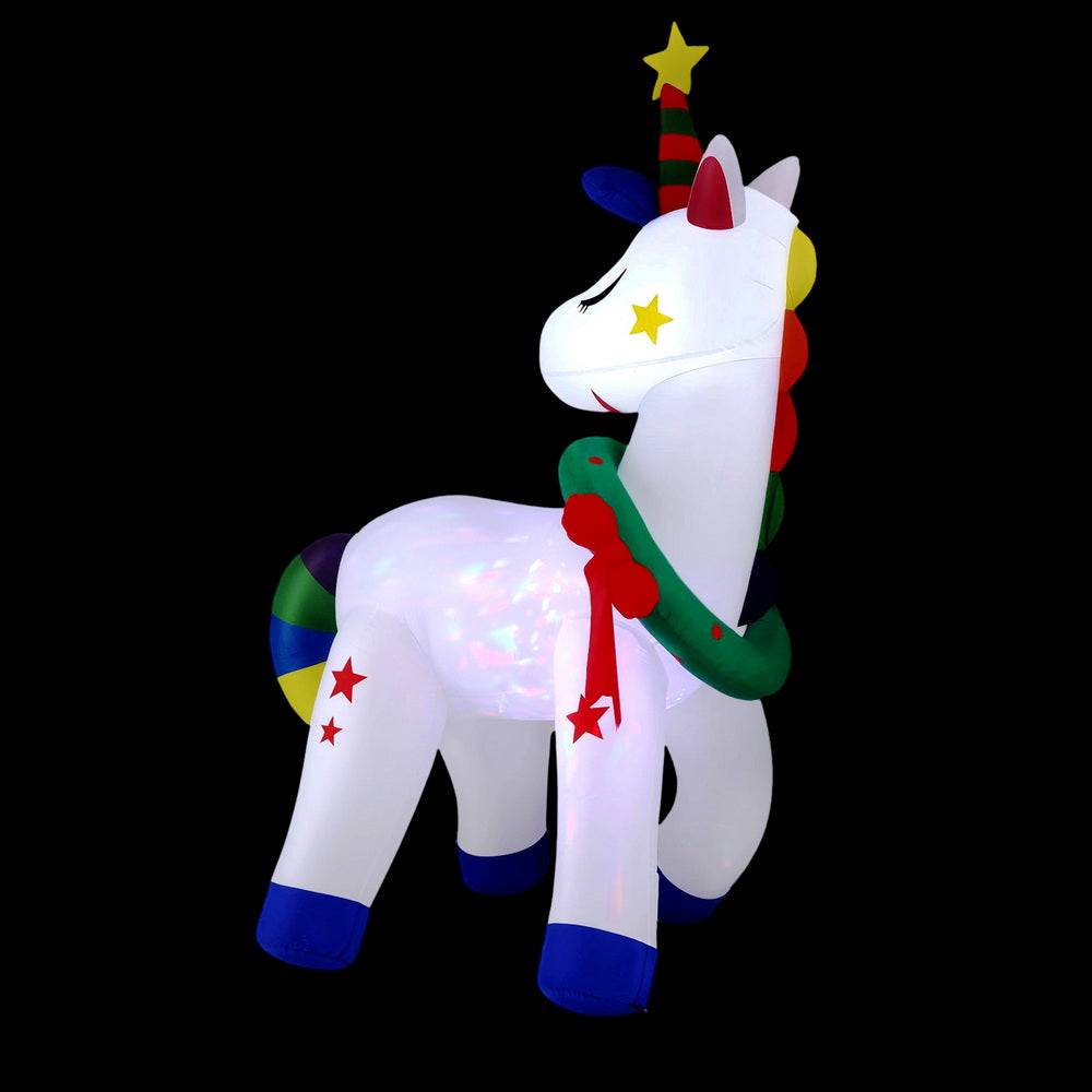 Jingle Jollys Christmas Inflatable Unicorn 1.8M Tall Outdoor Decorations Illuminated